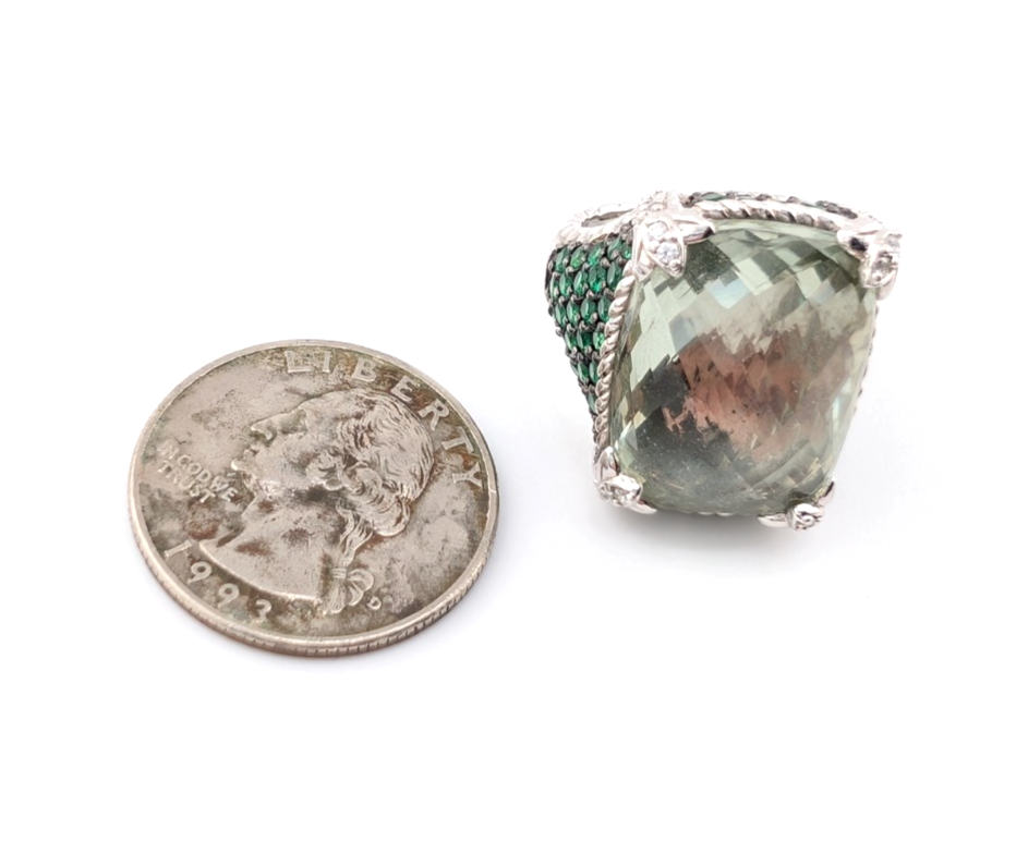 Judith Ripka Sterling Silver 925 Monaco Green Prasiolite Gemstone Ring OAK878 - Image 22