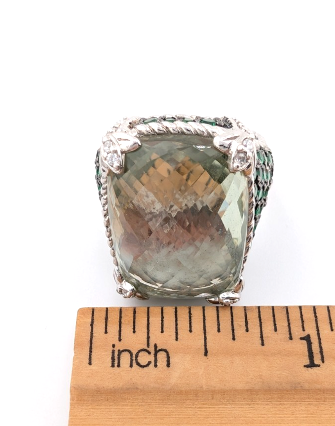 Judith Ripka Sterling Silver 925 Monaco Green Prasiolite Gemstone Ring OAK878 - Image 23