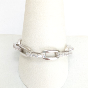 Sterling Silver 925 10.5 Ring Pave Chain R1028- FOX1968