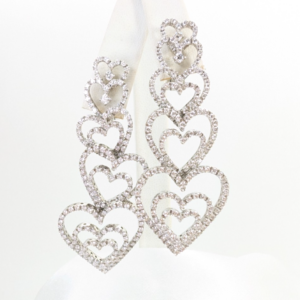 18K White Gold 3.83 ctw Diamond Dangle Open Heart 2.25" Earrings P554-Fox1347