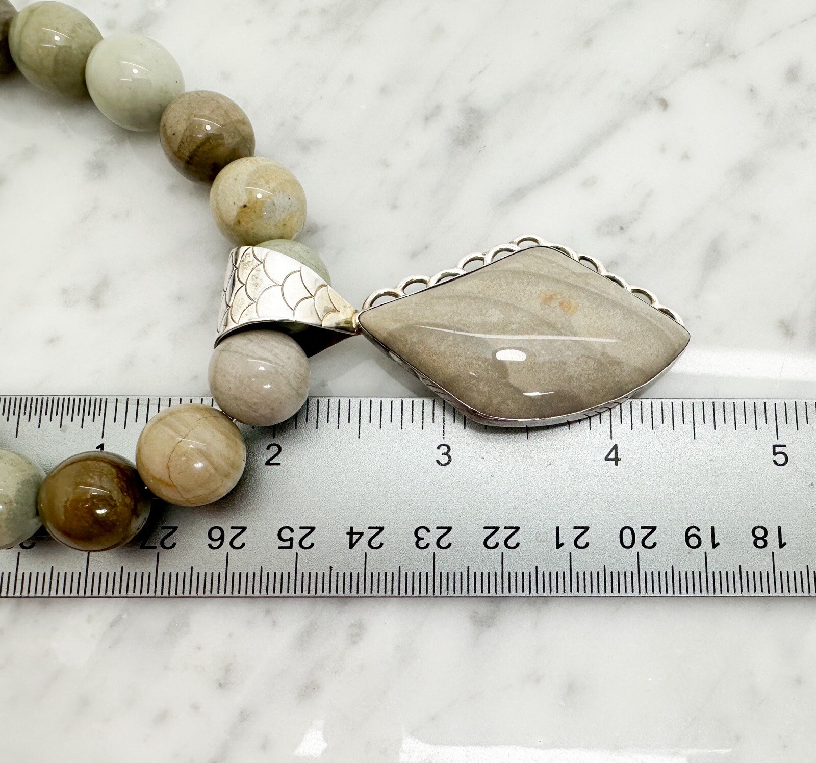 Jay King DRT Sterling Silver 925 Grey Jasper Gem Beaded Pendant Necklace R09 - Image 13