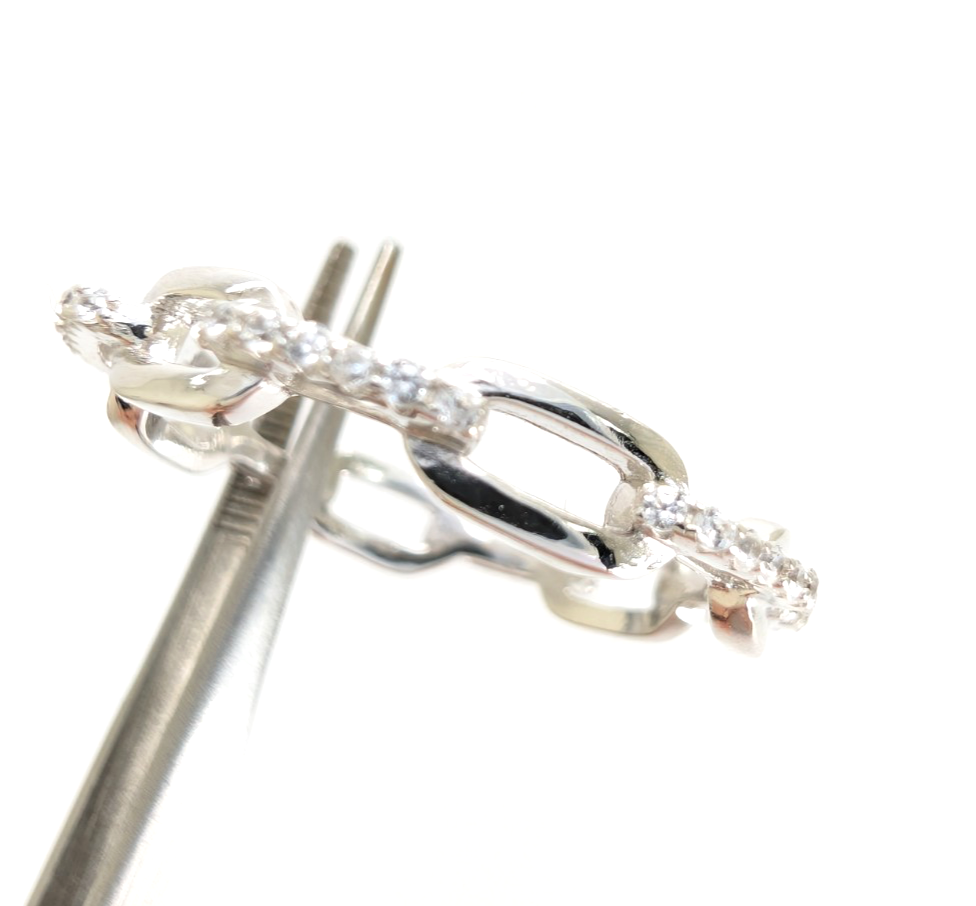 Sterling Silver 925 10.5 Ring Pave Chain R1028- FOX1968 - Image 4