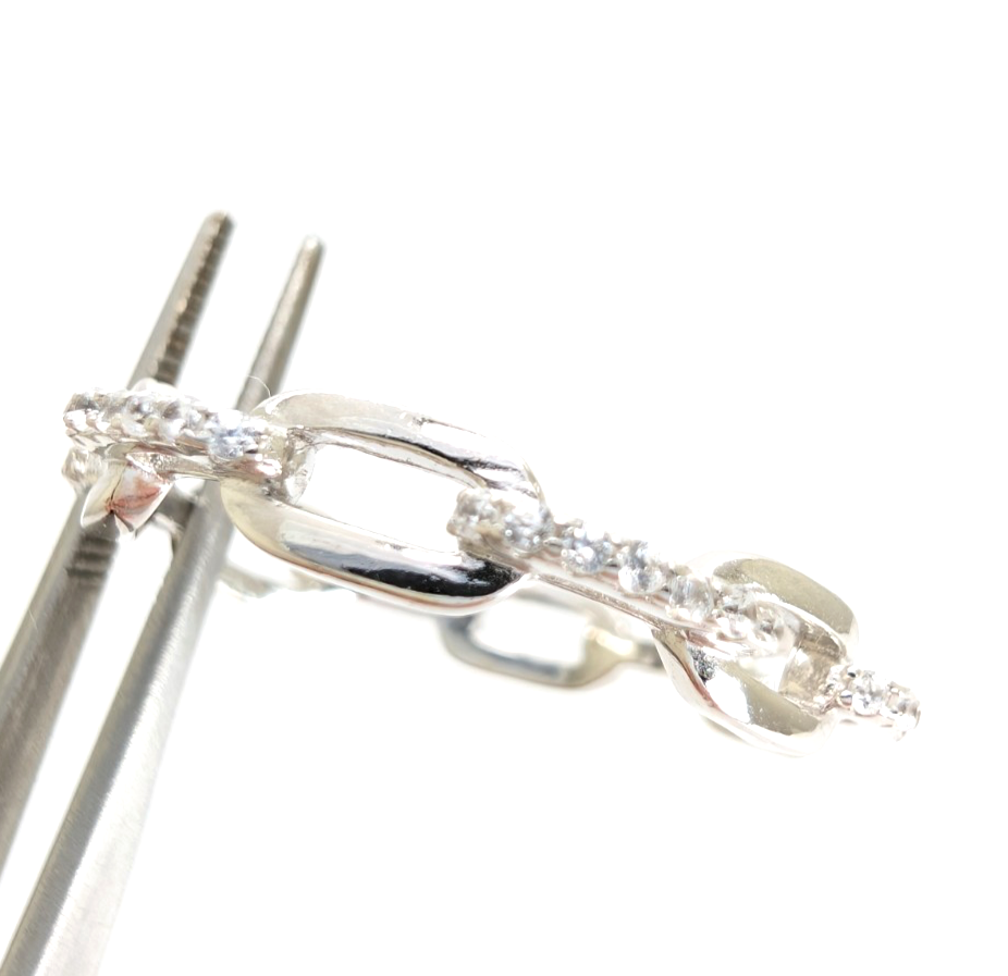 Sterling Silver 925 10.5 Ring Pave Chain R1028- FOX1968 - Image 5