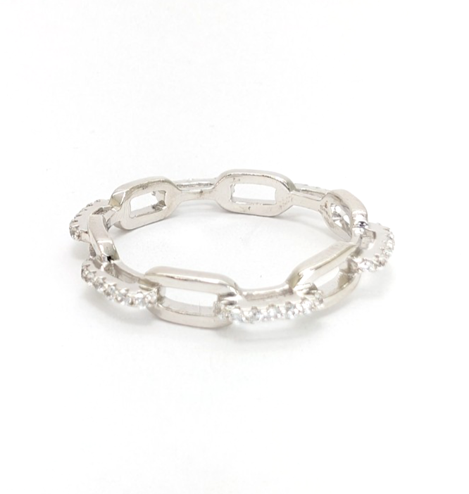 Sterling Silver 925 10.5 Ring Pave Chain R1028- FOX1968 - Image 6