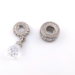 Judith Ripka 925 2 Gemstone Dangle and Bead Charms Oak888