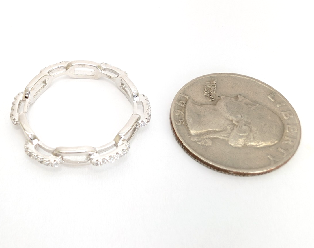 Sterling Silver 925 10.5 Ring Pave Chain R1028- FOX1968 - Image 8