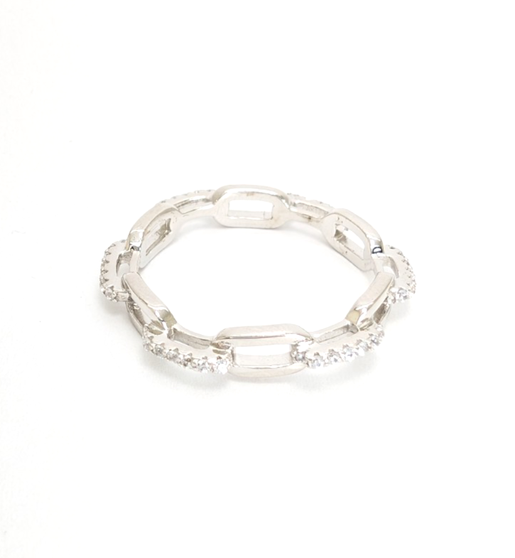 Sterling Silver 925 10.5 Ring Pave Chain R1028- FOX1968 - Image 9