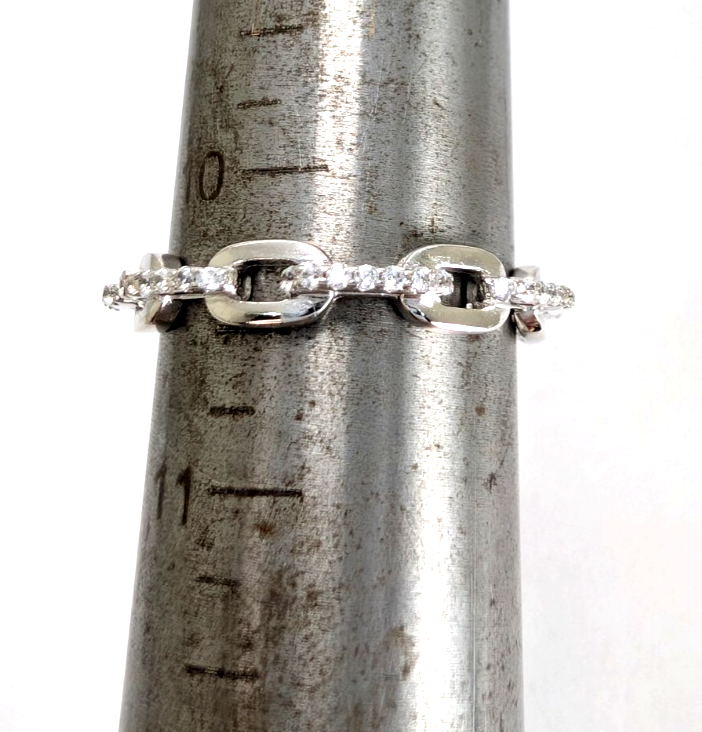 Sterling Silver 925 10.5 Ring Pave Chain R1028- FOX1968 - Image 10