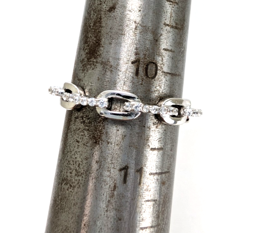 Sterling Silver 925 10.5 Ring Pave Chain R1028- FOX1968 - Image 11