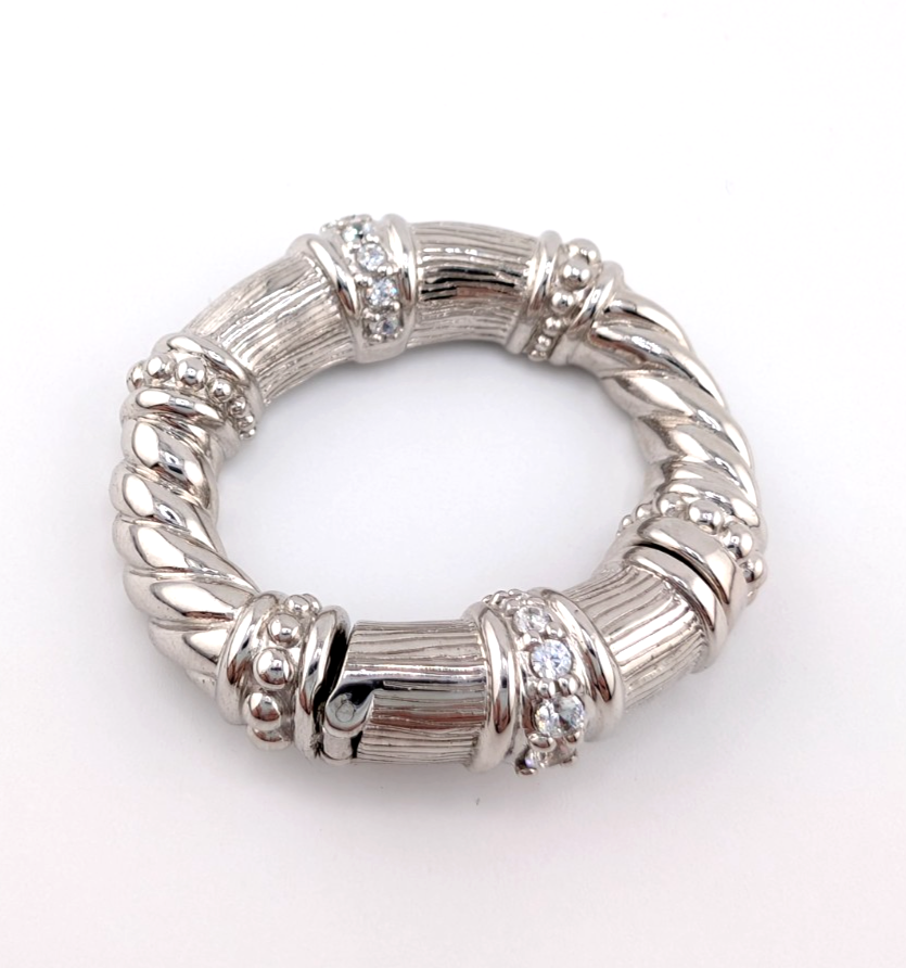 Judith Ripka Sterling Silver 925 Clear Gemstone Torsade Clasp Pendant Oak881 - Image 2