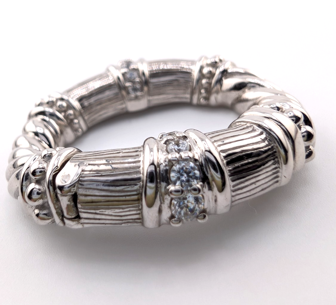 Judith Ripka Sterling Silver 925 Clear Gemstone Torsade Clasp Pendant Oak881 - Image 3