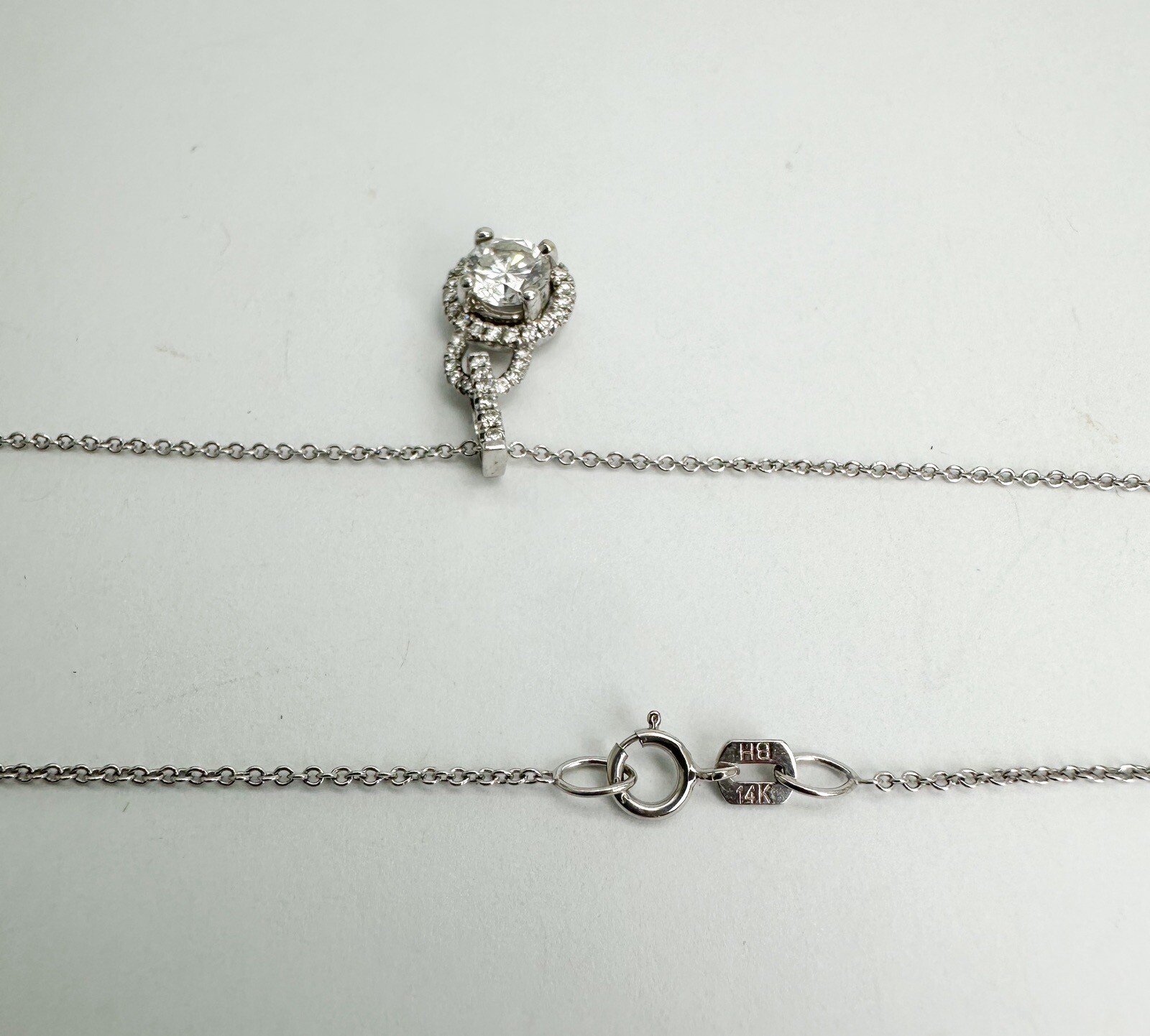 GIA Certified .61ct Diamond Halo 3/4ctw Pendant 18" Cable Necklace L957 - Image 9