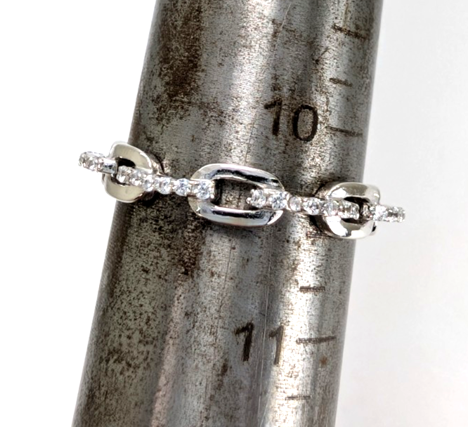 Sterling Silver 925 10.5 Ring Pave Chain R1028- FOX1968 - Image 12