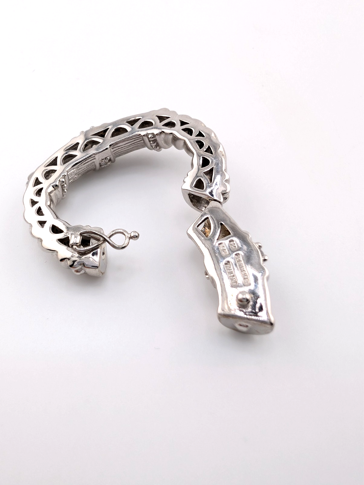 Judith Ripka Sterling Silver 925 Clear Gemstone Torsade Clasp Pendant Oak881 - Image 11