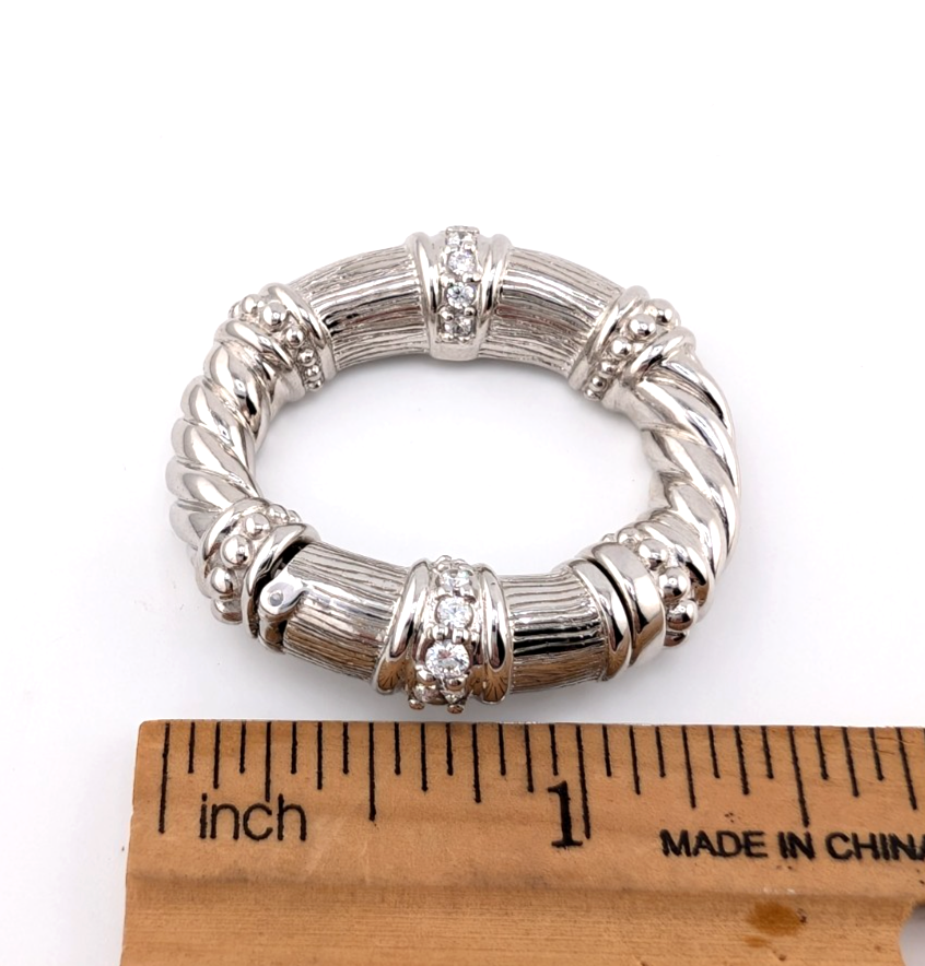 Judith Ripka Sterling Silver 925 Clear Gemstone Torsade Clasp Pendant Oak881 - Image 13