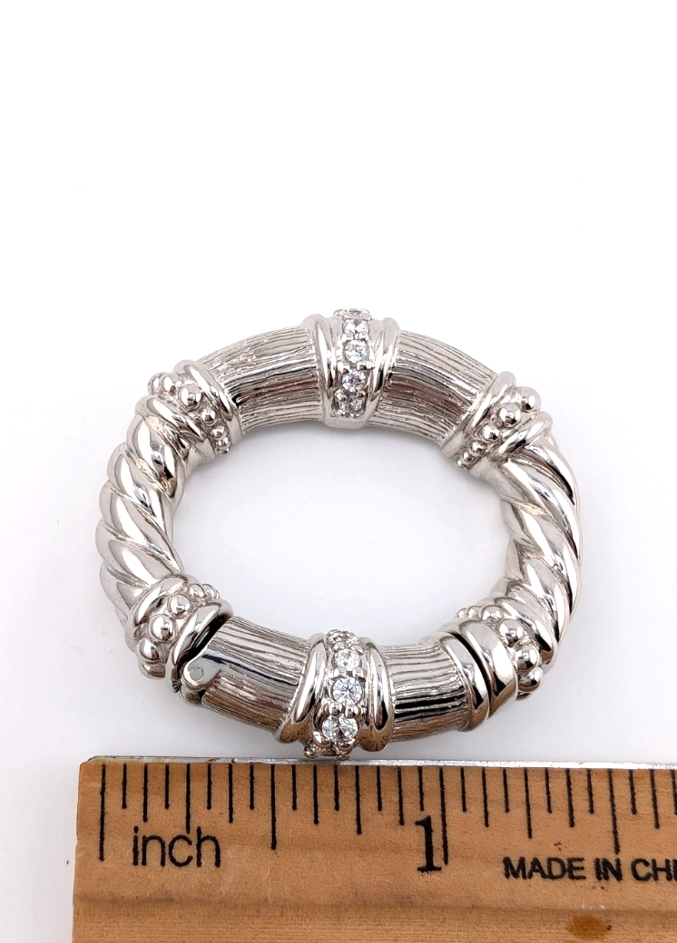 Judith Ripka Sterling Silver 925 Clear Gemstone Torsade Clasp Pendant Oak881 - Image 14