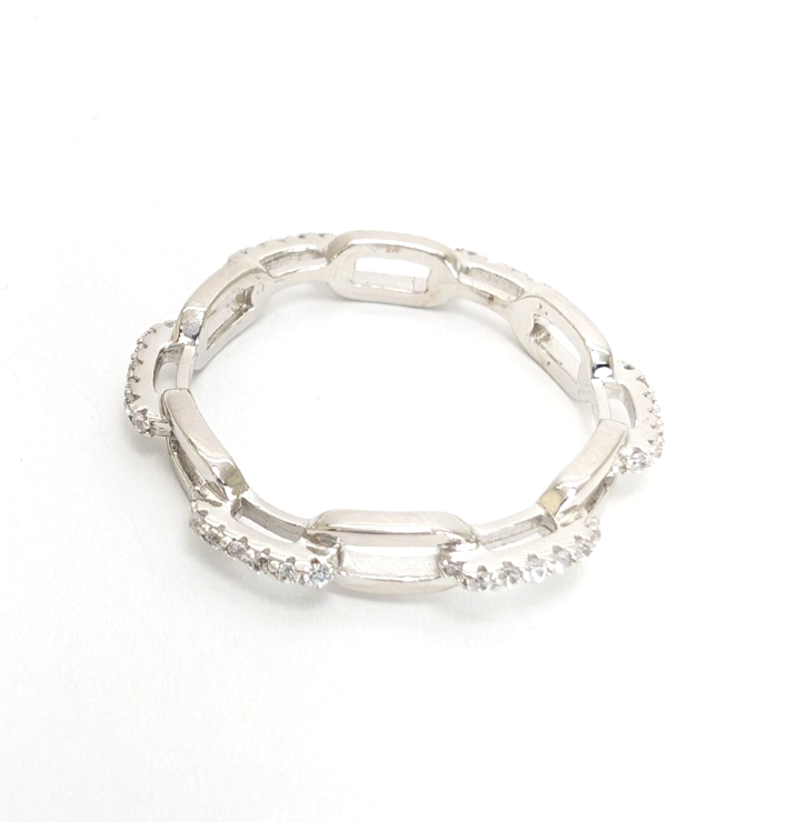 Sterling Silver 925 10.5 Ring Pave Chain R1028- FOX1968 - Image 13