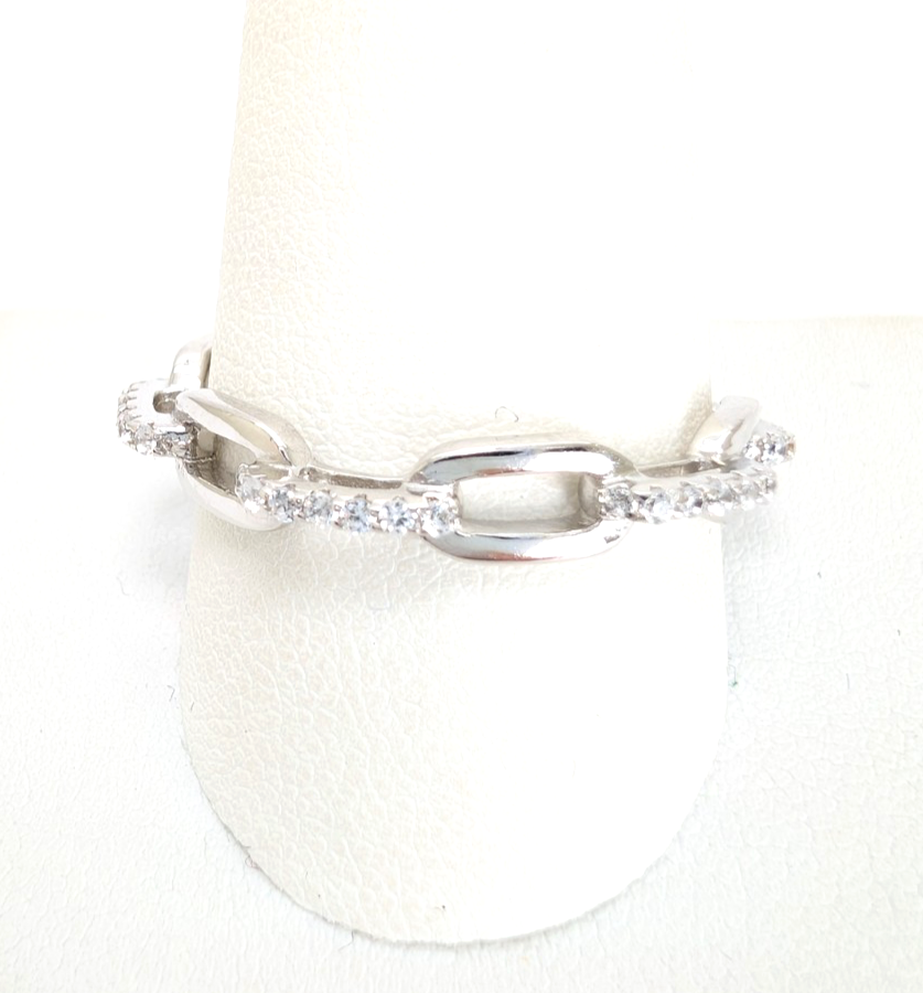 Sterling Silver 925 10.5 Ring Pave Chain R1028- FOX1968 - Image 14