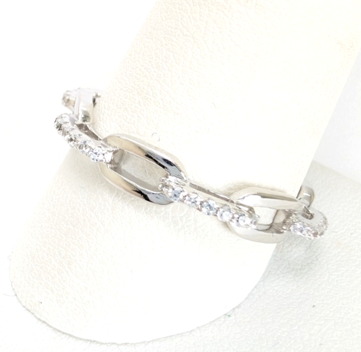 Sterling Silver 925 10.5 Ring Pave Chain R1028- FOX1968 - Image 15