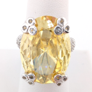 Judith Ripka Sterling Silver 925 Oval Canary Citrine Gemstone Ring Oak876