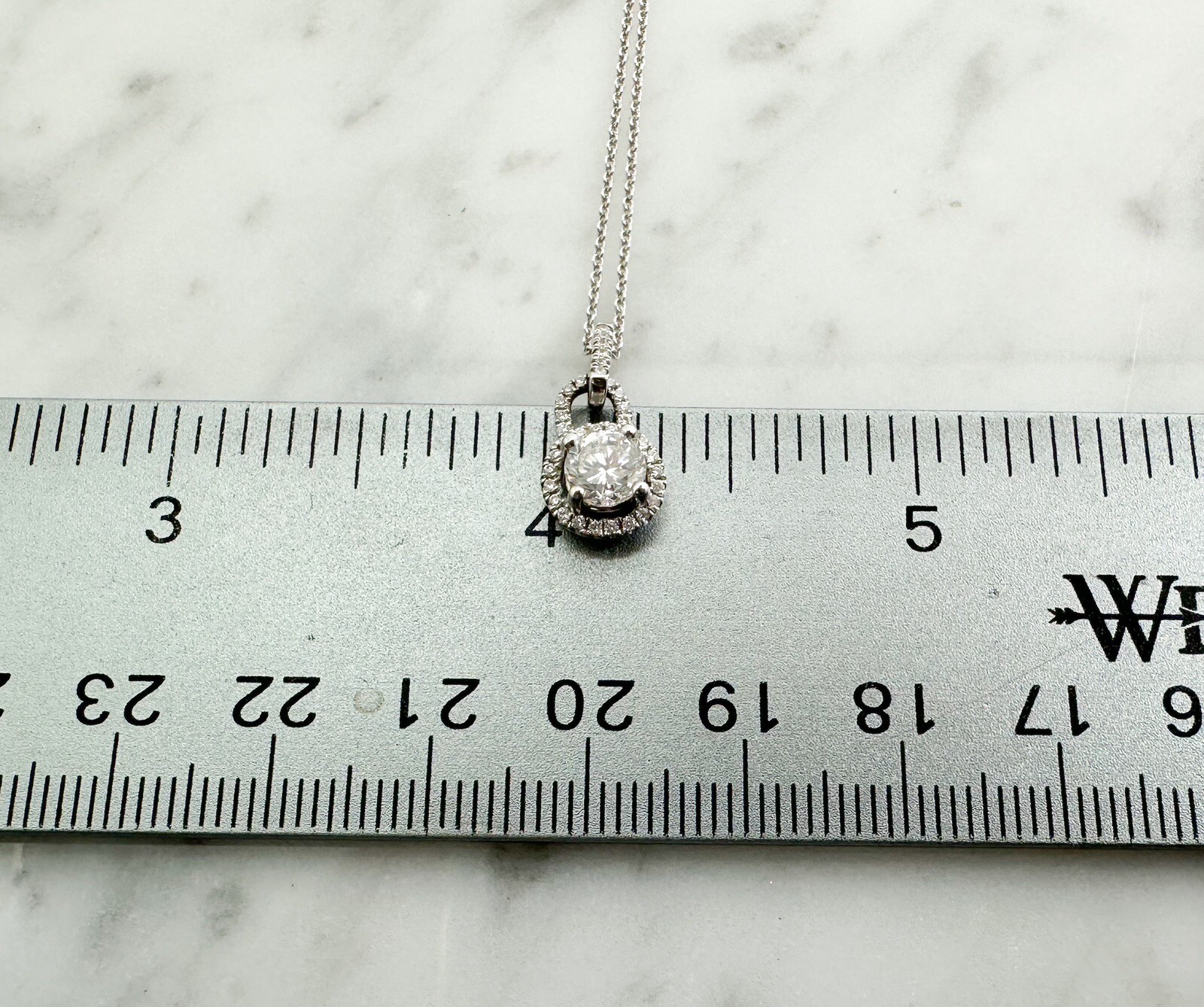 GIA Certified .61ct Diamond Halo 3/4ctw Pendant 18" Cable Necklace L957 - Image 13