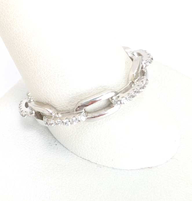 Sterling Silver 925 10.5 Ring Pave Chain R1028- FOX1968 - Image 16