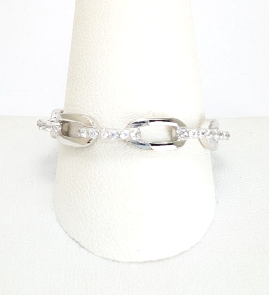 Sterling Silver 925 10.5 Ring Pave Chain R1028- FOX1968 - Image 17