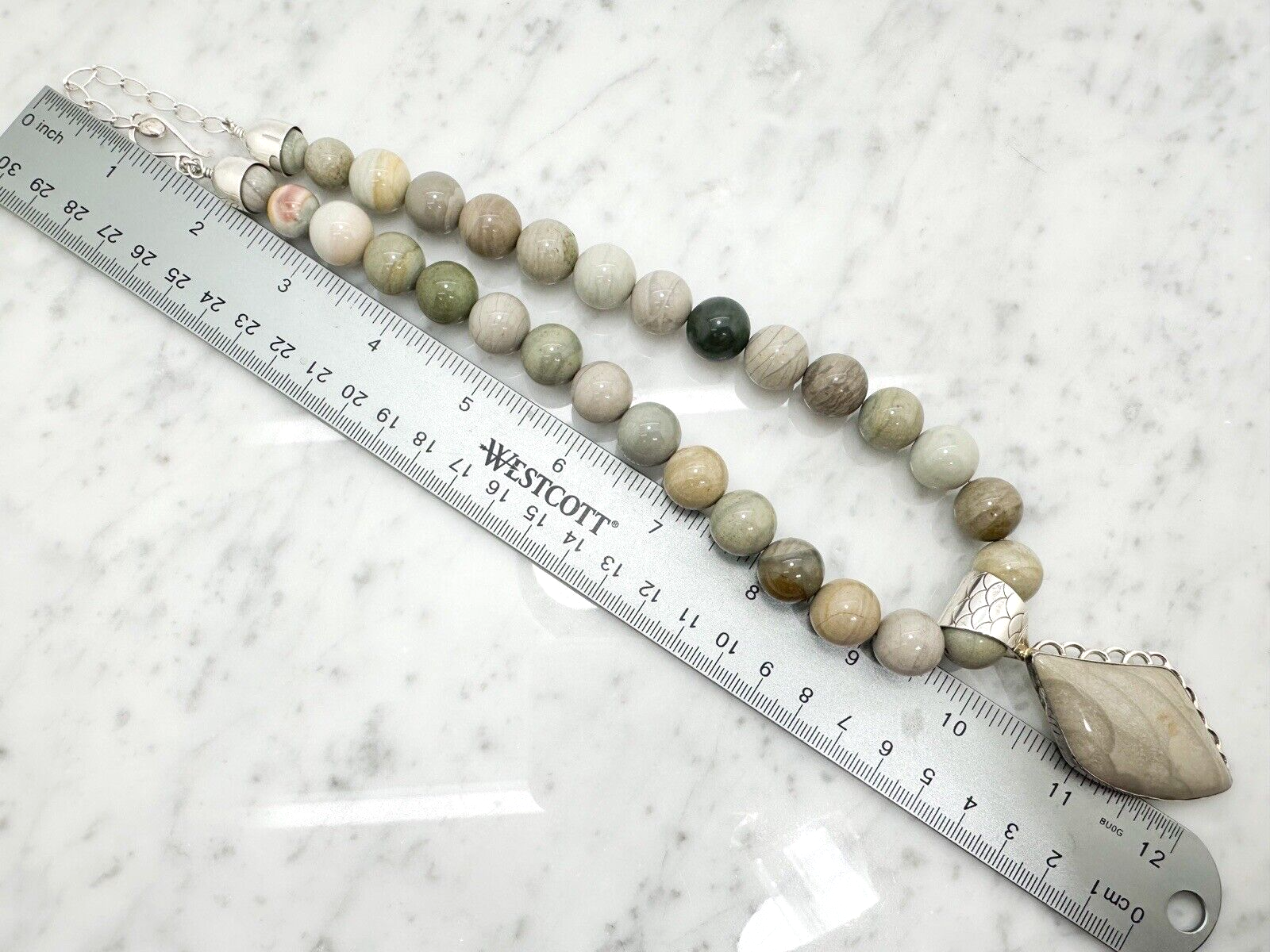 Jay King DRT Sterling Silver 925 Grey Jasper Gem Beaded Pendant Necklace R09 - Image 11