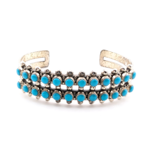 Vintage Zuni Sterling Silver 925 Turquoise Snake Eye Cuff Bracelet OAK545