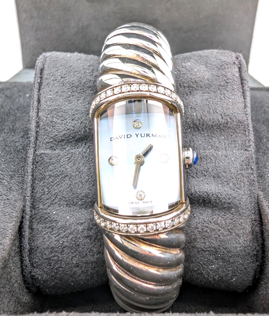 Sterling Silver 925 David Yurman Waverly Cable Cuff Watch with Diamonds SEW1264 - Image 2