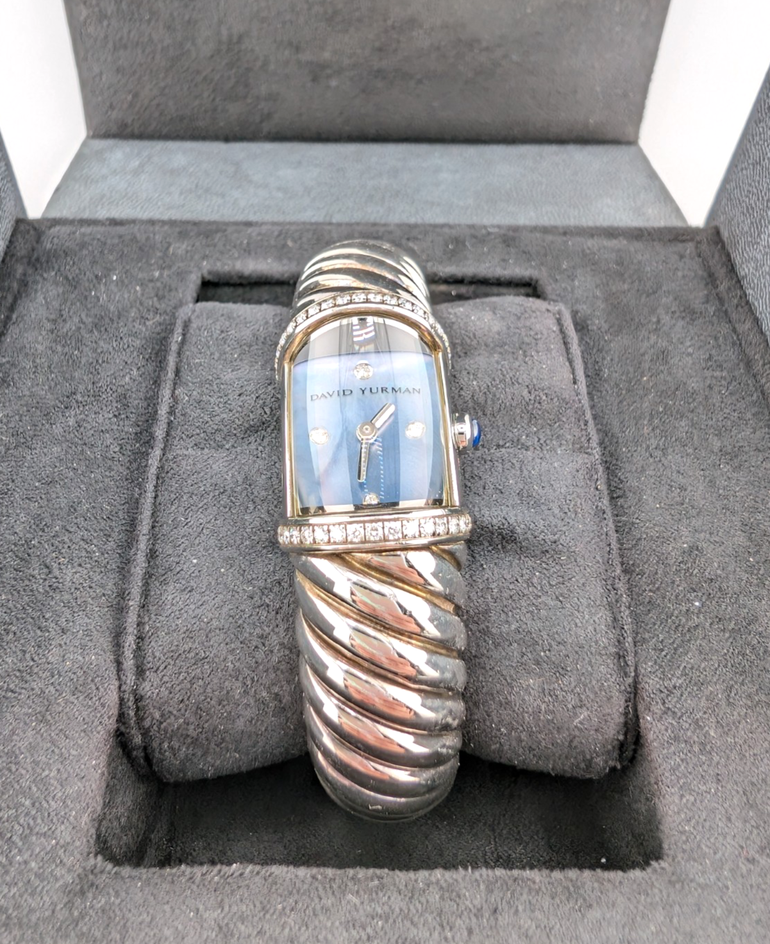 Sterling Silver 925 David Yurman Waverly Cable Cuff Watch with Diamonds SEW1264 - Image 8