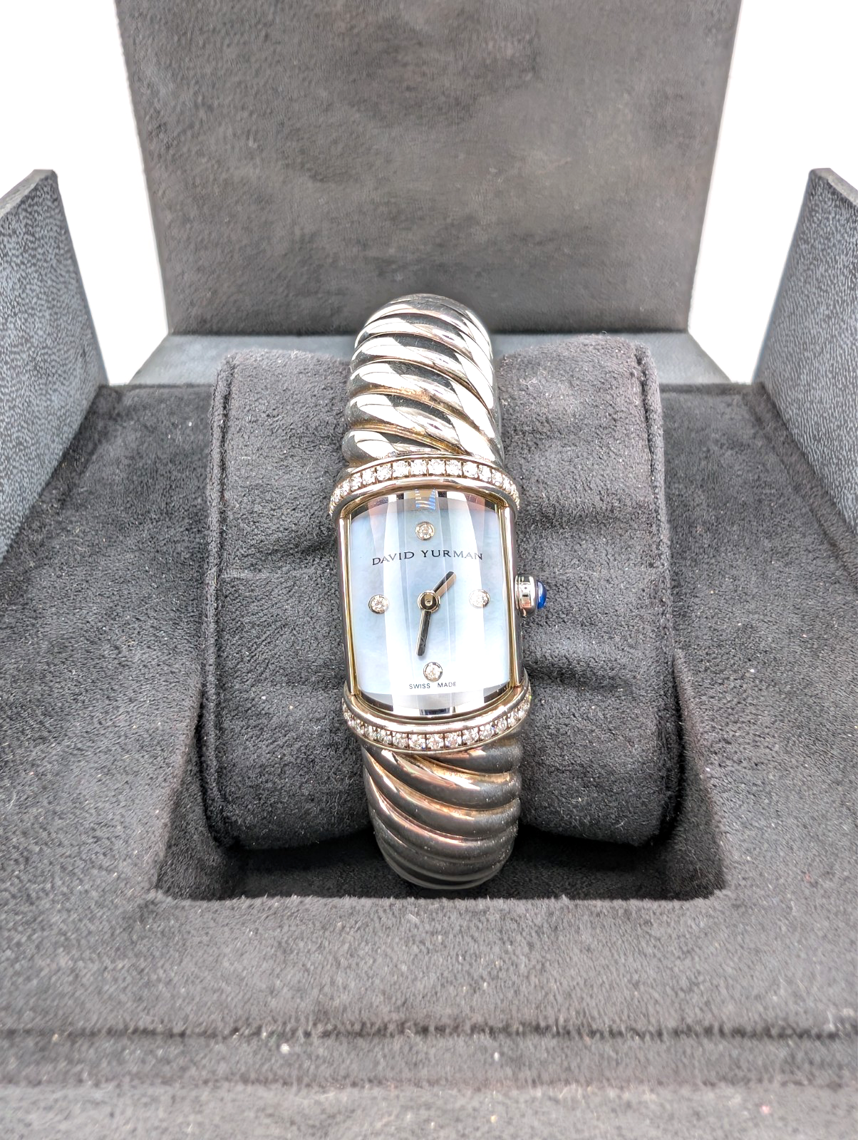 Sterling Silver 925 David Yurman Waverly Cable Cuff Watch with Diamonds SEW1264 - Image 9
