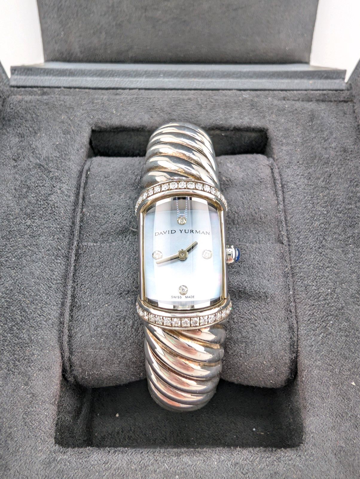 Sterling Silver 925 David Yurman Waverly Cable Cuff Watch with Diamonds SEW1264 - Image 12