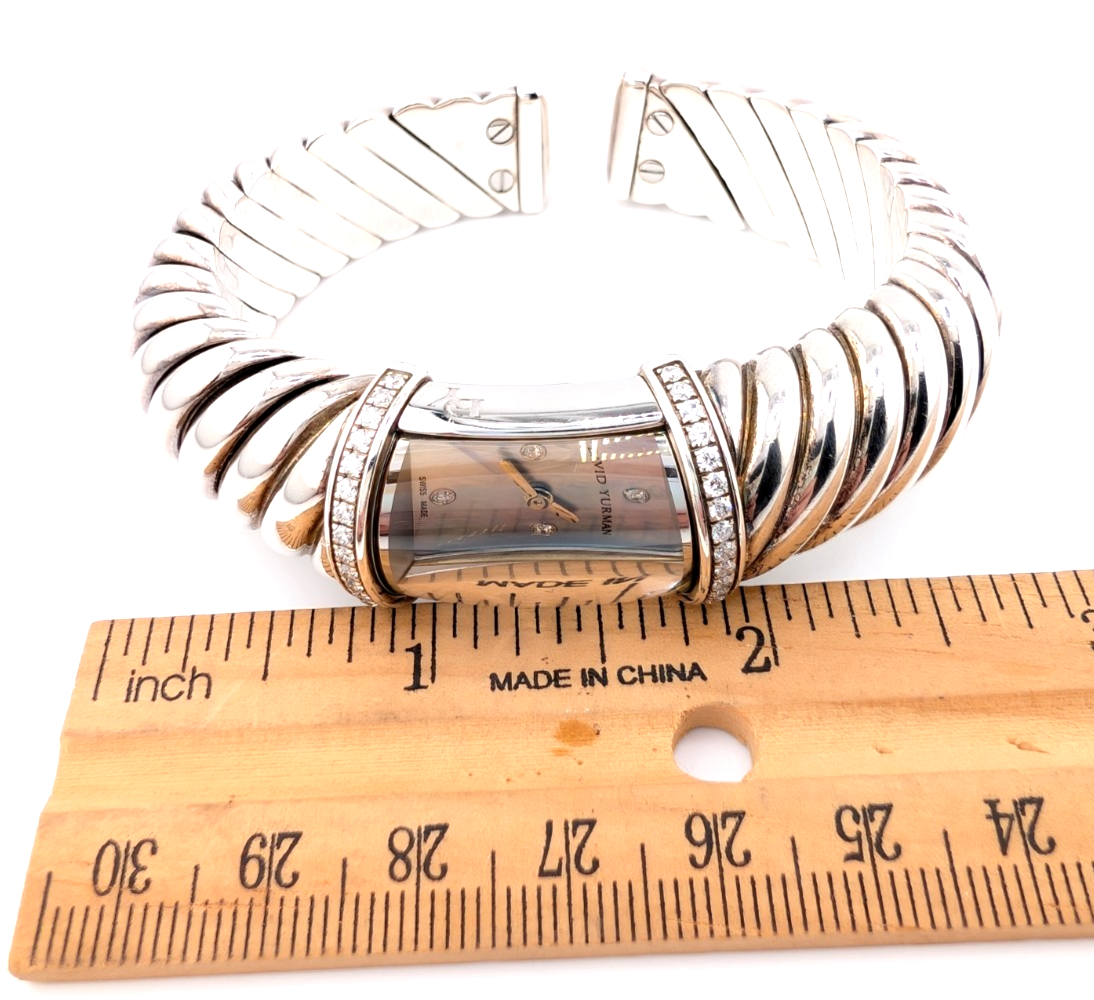 Sterling Silver 925 David Yurman Waverly Cable Cuff Watch with Diamonds SEW1264 - Image 14
