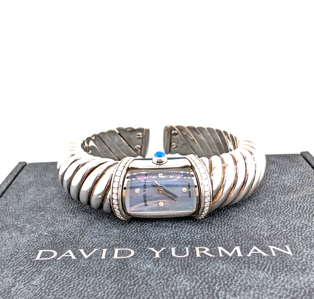 Sterling Silver 925 David Yurman Waverly Cable Cuff Watch with Diamonds SEW1264 - Image 17