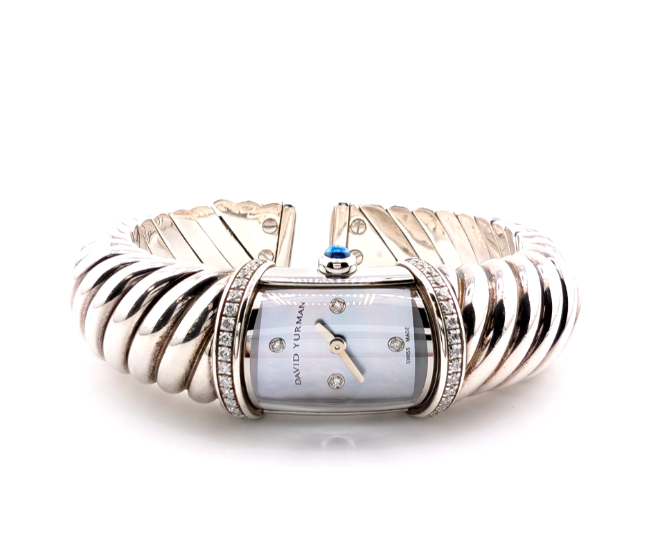 Sterling Silver 925 David Yurman Waverly Cable Cuff Watch with Diamonds SEW1264 - Image 19