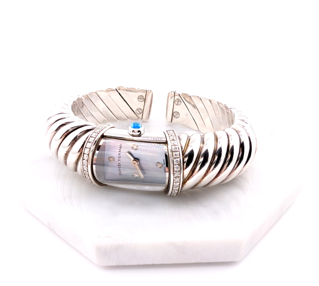 Sterling Silver 925 David Yurman Waverly Cable Cuff Watch with Diamonds SEW1264 - Image 21