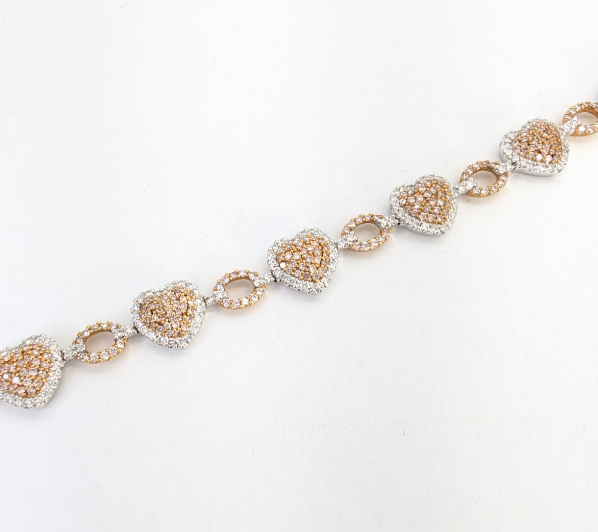 18K Two-tone Gold Approx 4ctw Diamond Cluster Heart Bracelet 11611 - Image 2