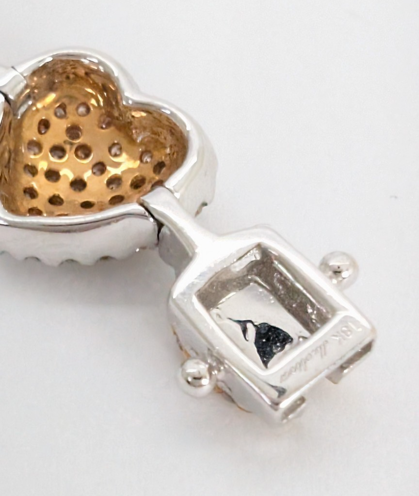 18K Two-tone Gold Approx 4ctw Diamond Cluster Heart Bracelet 11611 - Image 6