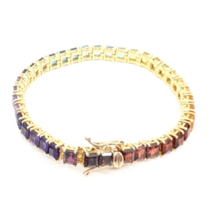 Sterling Silver 925 6.75"  Bracelet Rainbow Tennis 13234