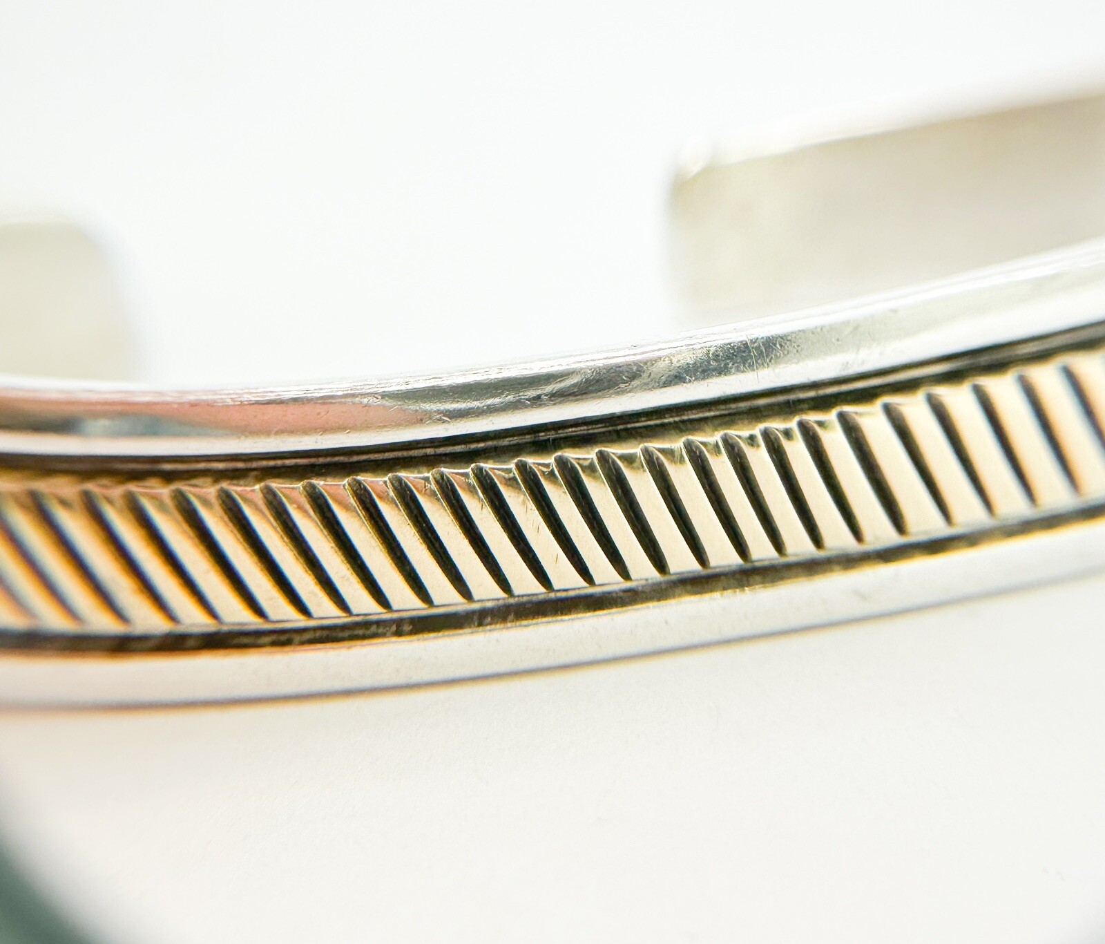 S Morgan Sterling Silver 925 Silver 14K Gold accent Cuff 7" Bracelet 10293 - Image 8