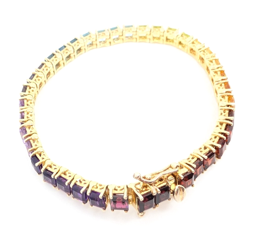 Sterling Silver 925 6.75" Bracelet Rainbow Tennis 13234 - Image 2