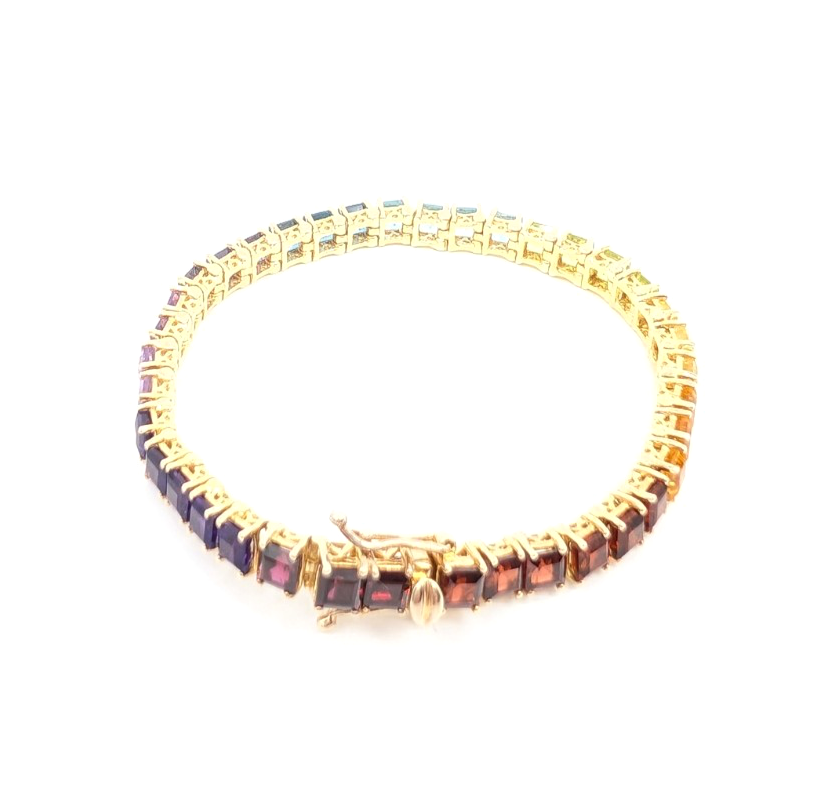 Sterling Silver 925 6.75" Bracelet Rainbow Tennis 13234 - Image 4
