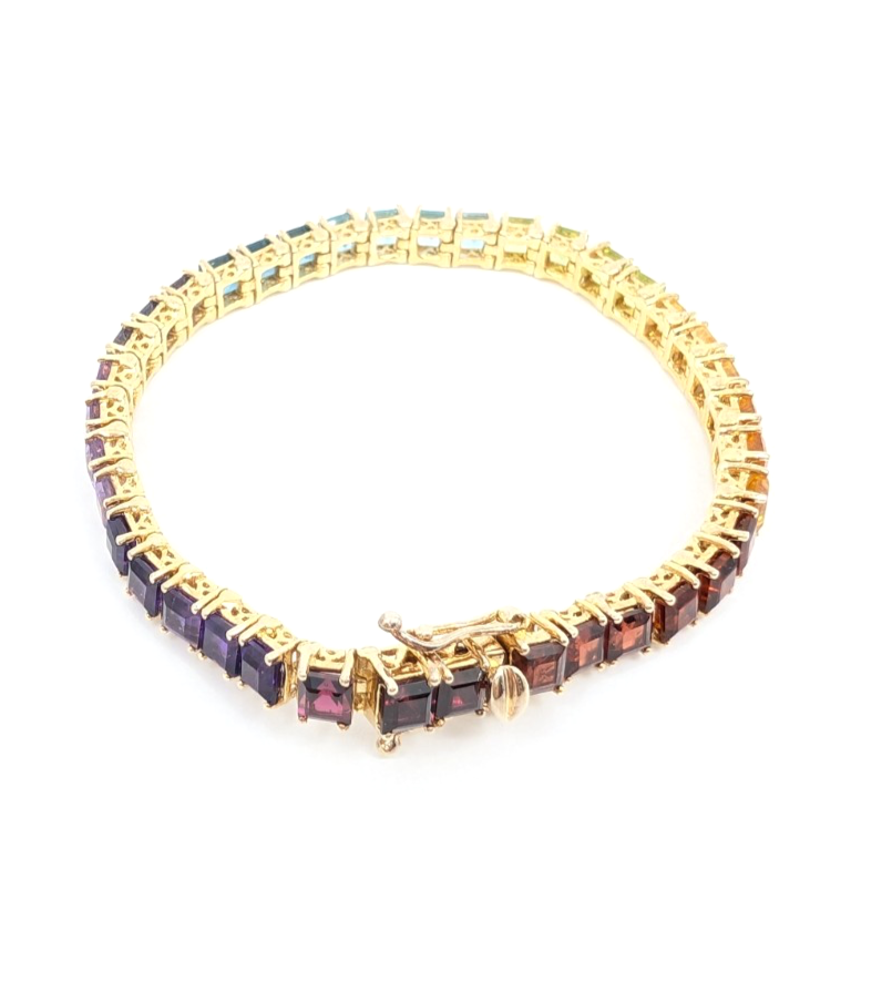 Sterling Silver 925 6.75" Bracelet Rainbow Tennis 13234 - Image 5