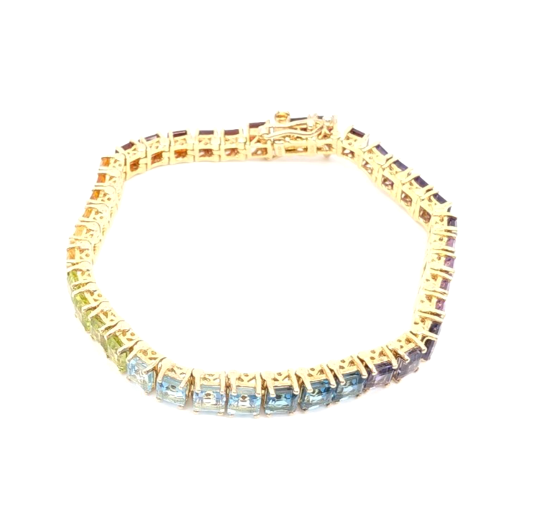 Sterling Silver 925 6.75" Bracelet Rainbow Tennis 13234 - Image 6