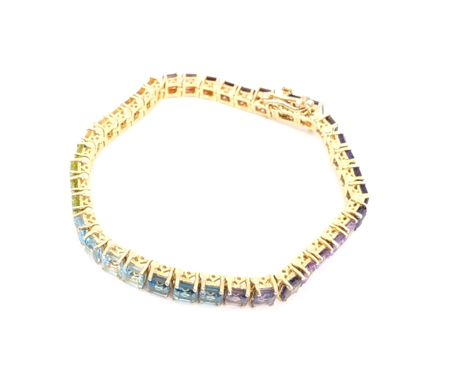 Sterling Silver 925 6.75" Bracelet Rainbow Tennis 13234 - Image 7