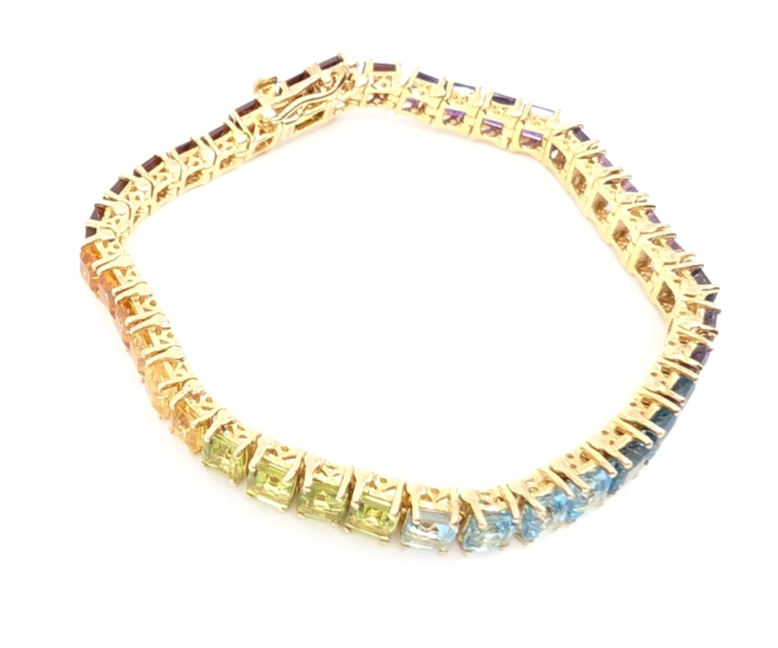 Sterling Silver 925 6.75" Bracelet Rainbow Tennis 13234 - Image 8