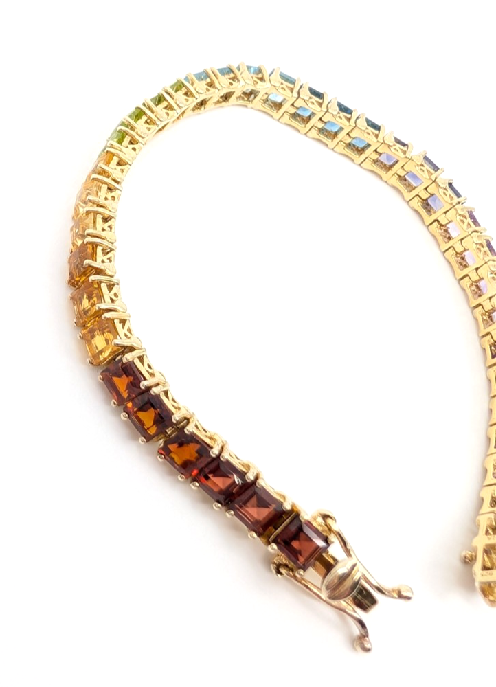 Sterling Silver 925 6.75" Bracelet Rainbow Tennis 13234 - Image 10