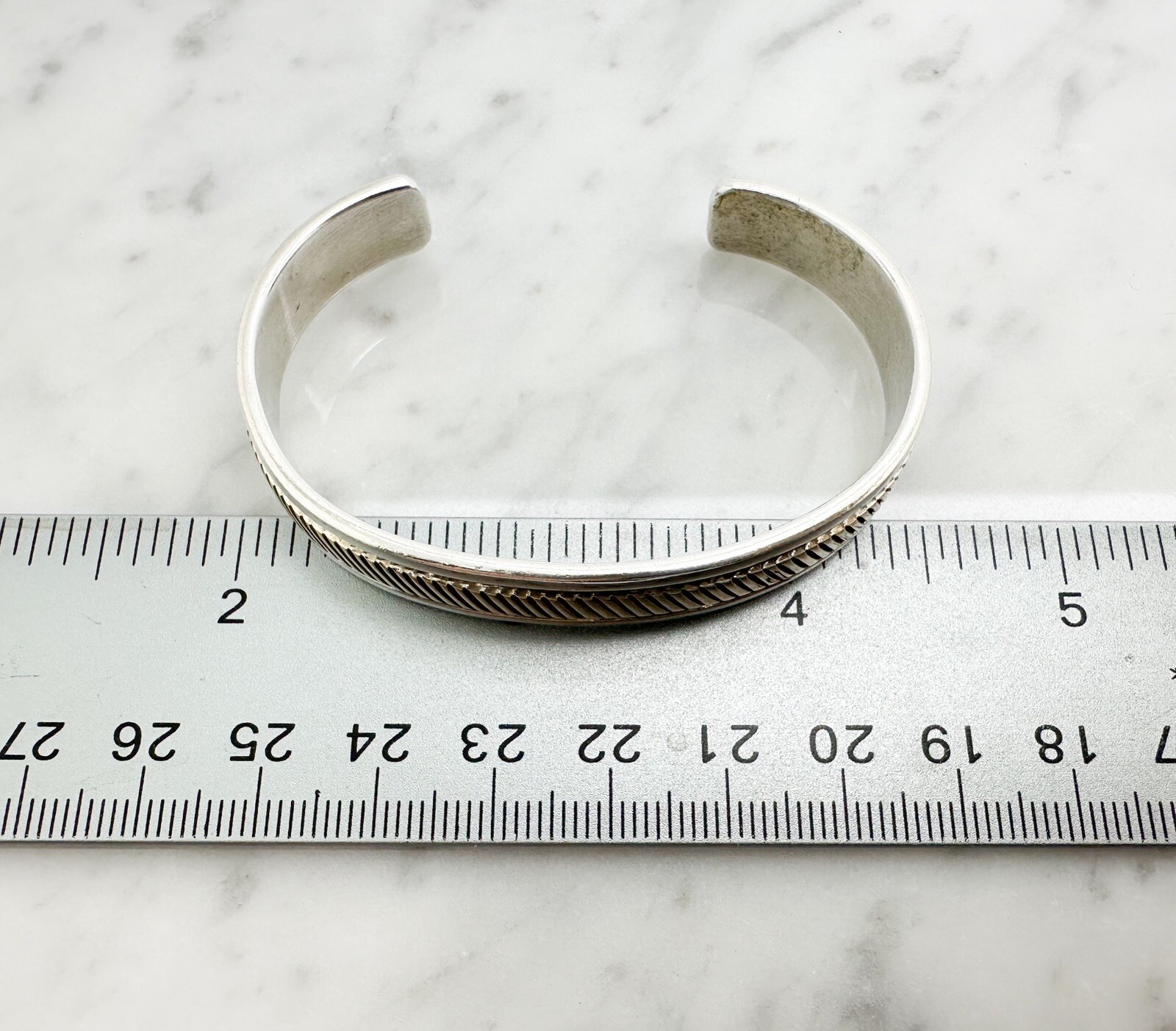 S Morgan Sterling Silver 925 Silver 14K Gold accent Cuff 7" Bracelet 10293 - Image 9