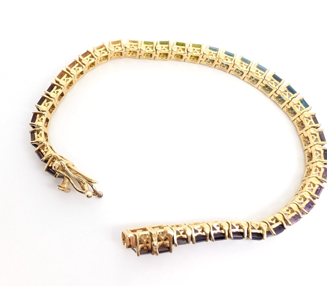 Sterling Silver 925 6.75" Bracelet Rainbow Tennis 13234 - Image 12